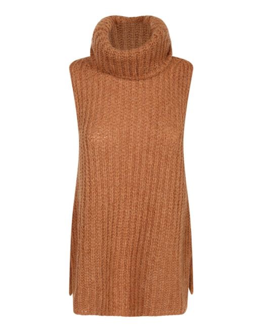 Herno Brown Sleeveless Turtleneck Sweater