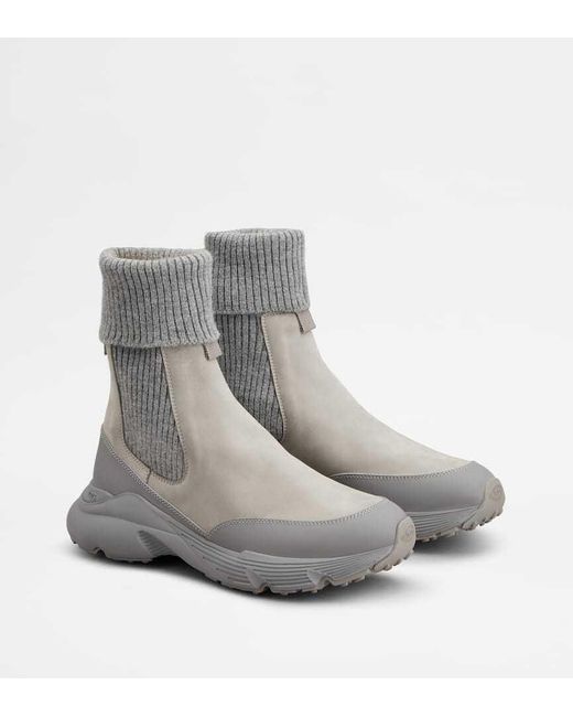Tod's Gray Panelled Sneakers