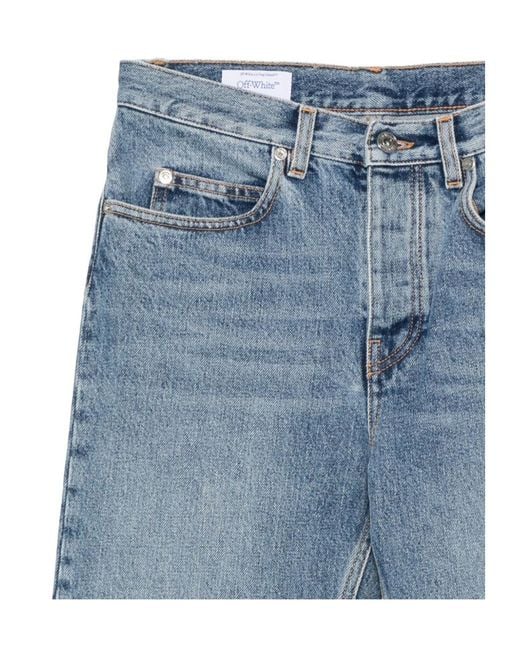 Off-White c/o Virgil Abloh Blue Logo Patch Straight Leg Jeans