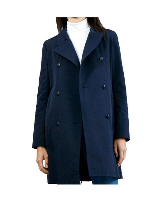 Max Mara Blue Double-Breasted Belt Coat