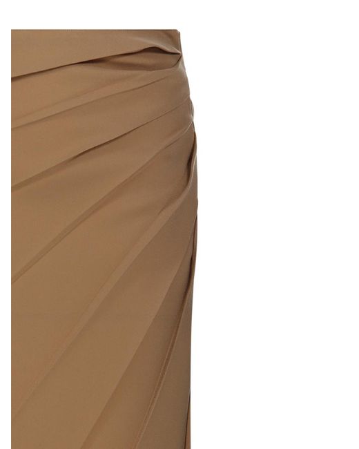 Max Mara Brown Ruched Detail Passo Midi Skirt
