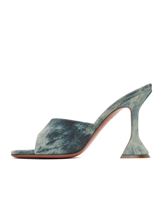 AMINA MUADDI Blue Lupita Square-Toed Heels Sandals