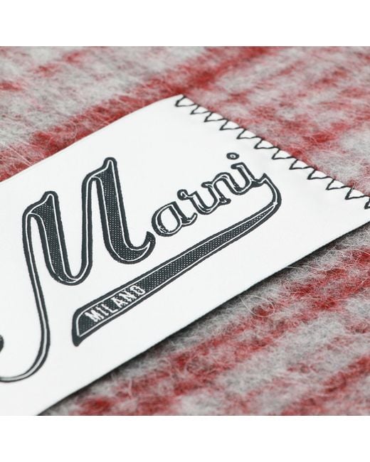 Marni White Logo Patch Fringed Scarf for men