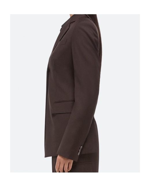 Helmut Lang Brown Single-Button Belted Back Blazer