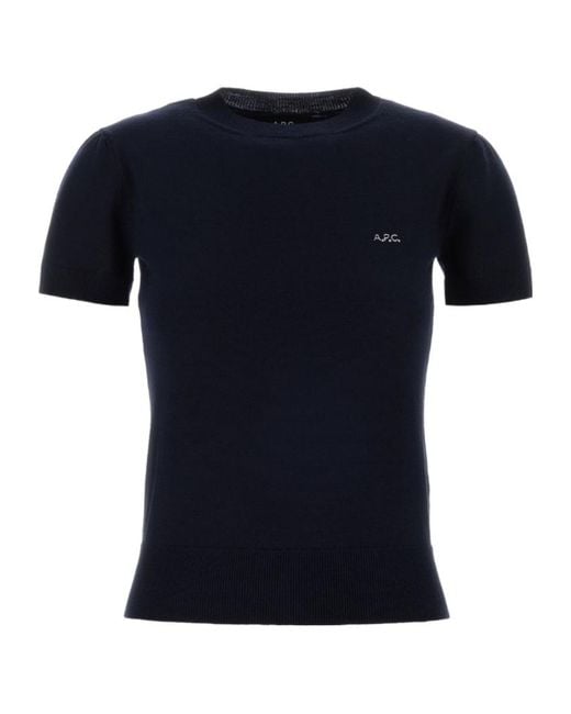 A.P.C. Black Gia Short-Sleeve Knitted Top