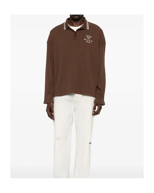 Bode Brown Long-Sleeve Polo Shirt for men