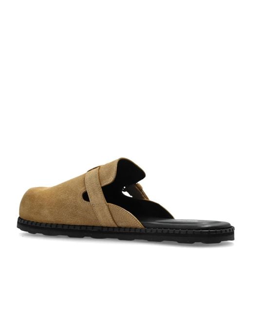 Moschino Brown Buckle Detailed Round Toe Mules for men