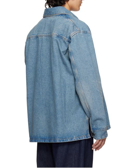 AMI Blue Ami De Coeur Denim Overshirt for men