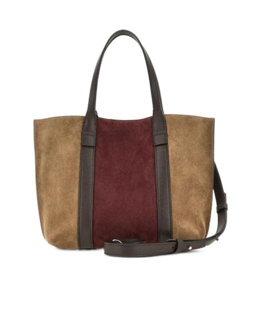 Hogan Brown Script Shopping Bag Small