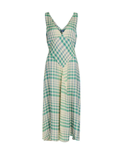 Polo Ralph Lauren Green Plaid Woven Midi Dress
