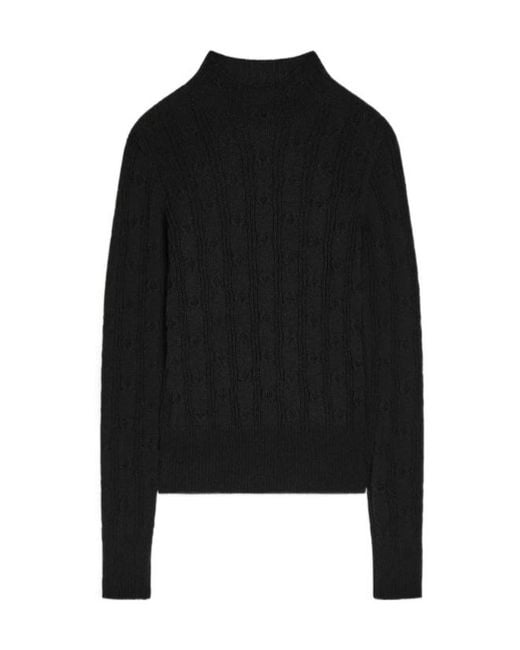 Dries Van Noten Black Mock Neck Knitted Jumper