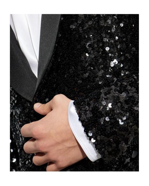 Dolce & Gabbana Black Sequin Embellished Jacket for men