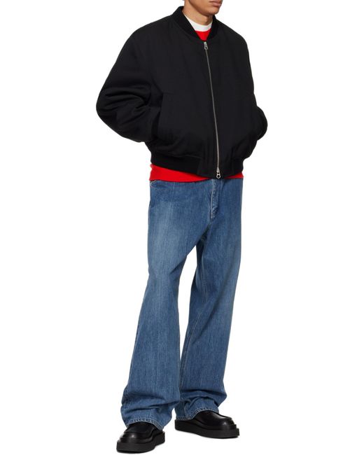 Jil Sander Blue Padded Bomber Jacket for men