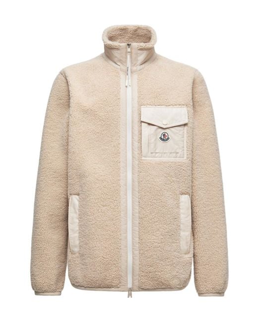 Moncler Natural Teddy Zip-Up Sweatshirt for men