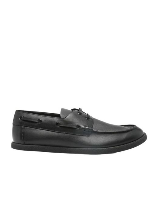 The Row Black Lace-Up Boat Shoes