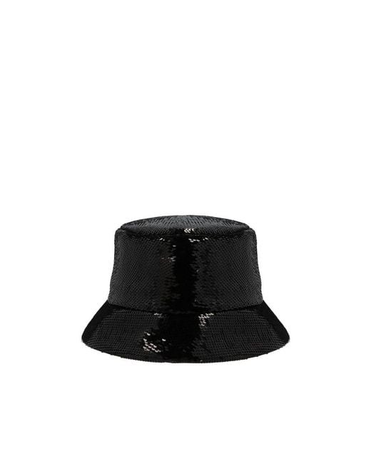 Prada Black Sequins Logo Bucket Hat
