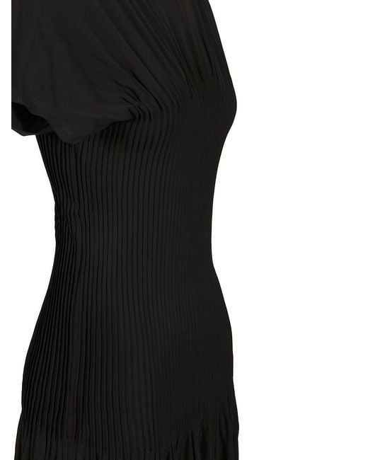 Totême Black Totême Knife-Pleated Boat-Neck Maxi Dress