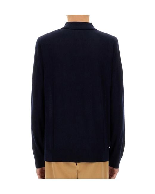 Paul Smith Black Long-Sleeve Knitted Polo Shirt for men