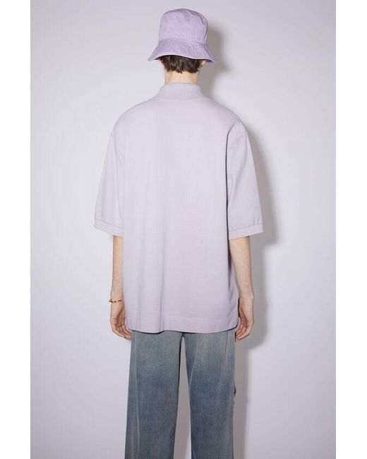 Acne Purple Logo Embroidered Polo Shirt for men