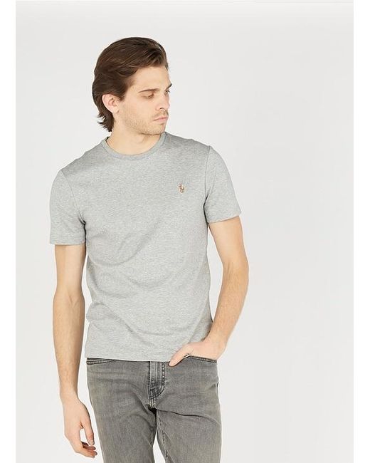 Polo Ralph Lauren Gray Logo Embroidered Crewneck T-Shirt for men
