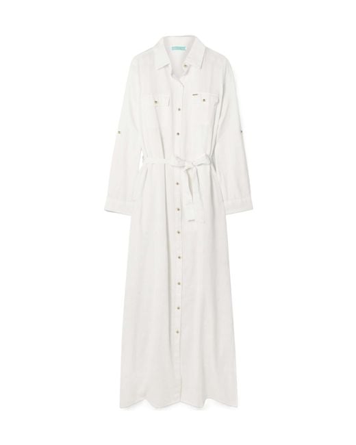 Melissa Odabash White Blend Maxi Shirt Dress