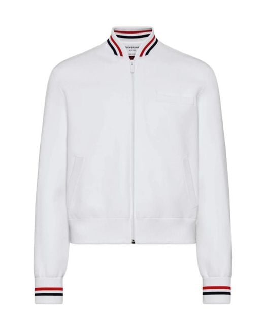 Thom Browne White Browne 65 Intarsia Bomber Jacket for men