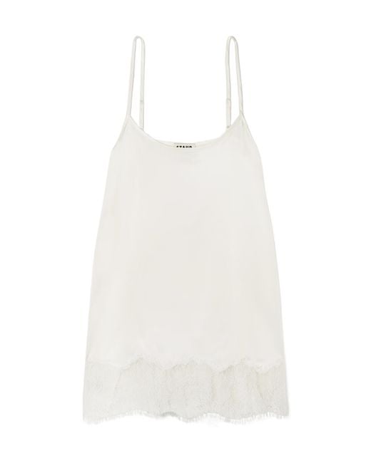 Staud White Chloe Lace-Trimmed Camisole