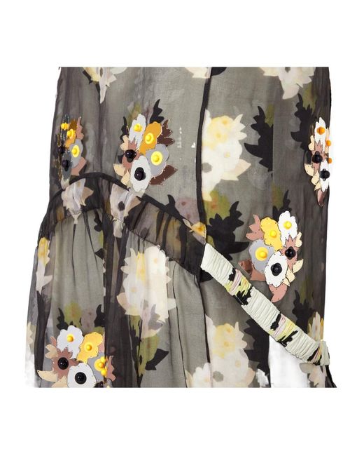 Fendi Multicolor Bouquet Appliquéd Sheer Dress