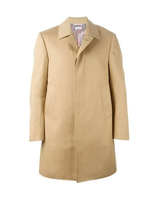 Thom Browne Natural Mac Bal Collar Long-Sleeved Overcoat for men