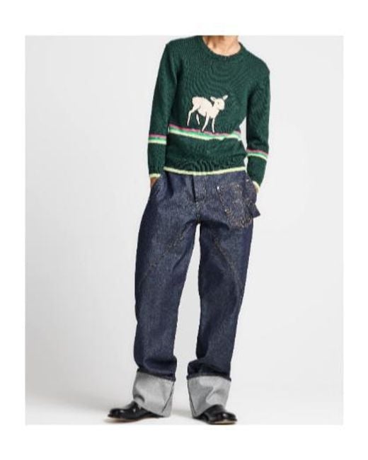 J.W. Anderson Blue Jw Anderson Twisted Turn-Up Workwear Denim Jeans for men