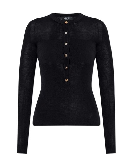 Versace Blue Long Sleeve Tops
