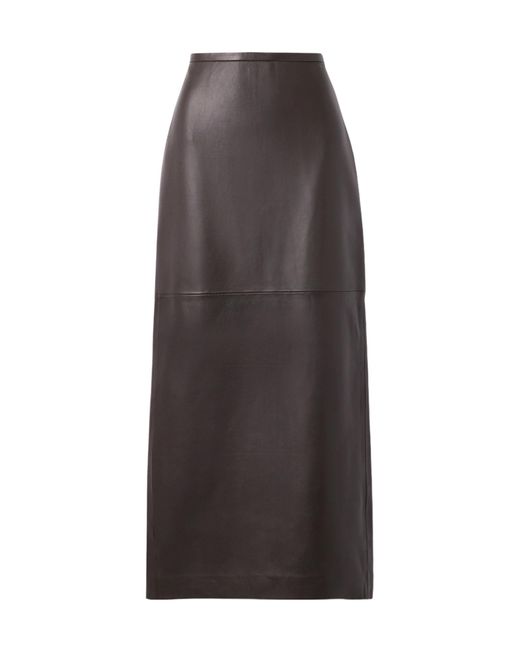 Co. Brown Back Slit Midi Skirt