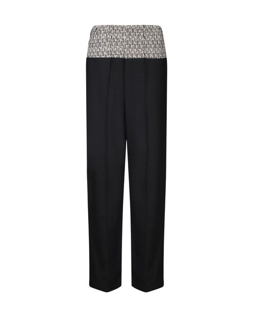 Fendi Black Elasticated Waistband Tailored Pants