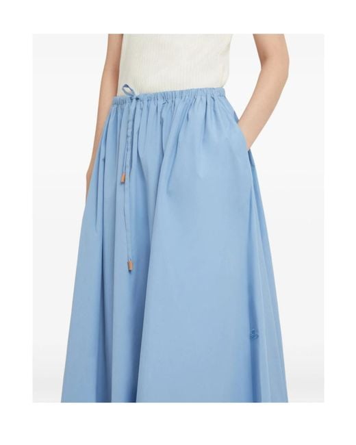 Marni Blue Poplin Drawstring Skirt