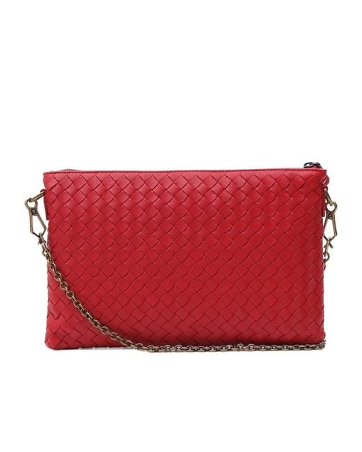 Bottega Veneta Red Woven Crossbody Bag