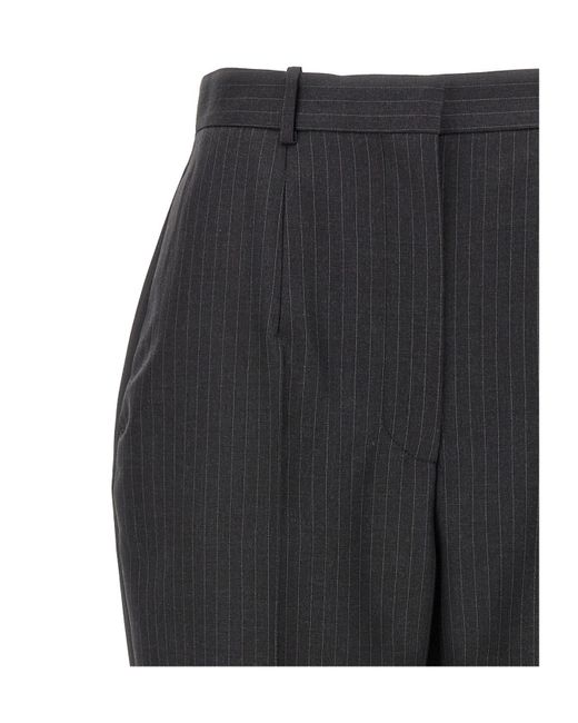 McQueen Black Straight-Leg Pinstripe Tailored Pants