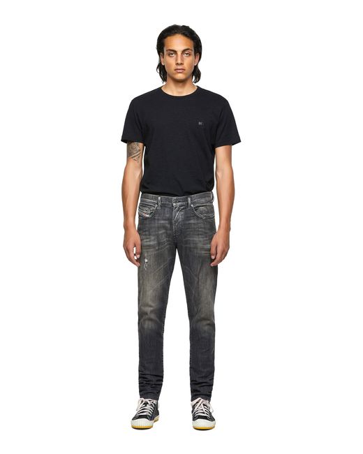 DIESEL Gray Faded Straight-Leg Jeans for men
