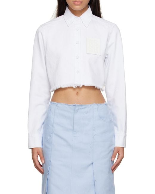 Raf Simons White Frayed Hem Cropped Shirt