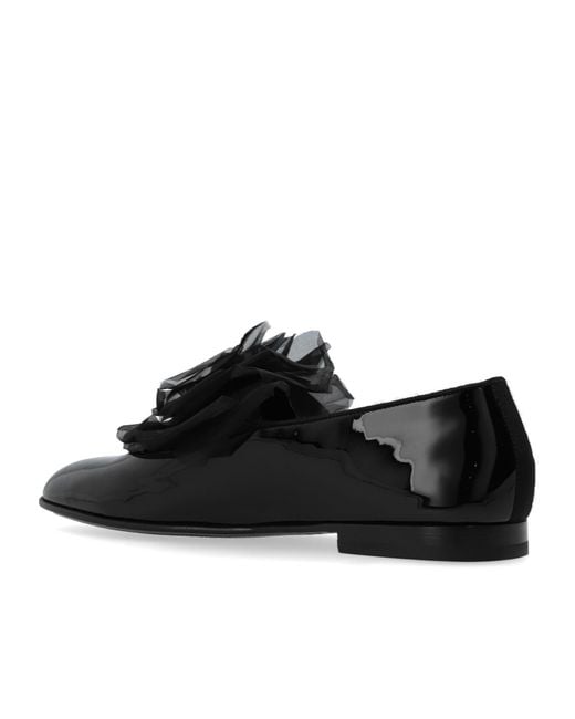 Dolce & Gabbana Black Flower Patch Loafers for men