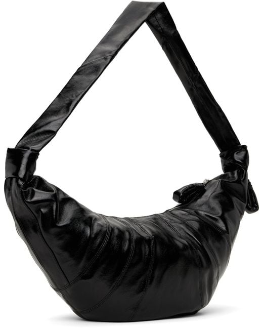 Lemaire Black Knot Detailed Large Croissant Shoulder Bag