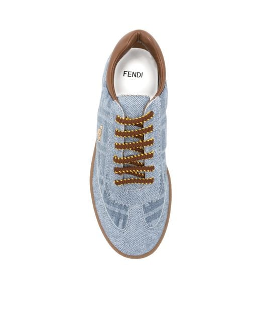 Fendi Blue Round-Toe Sneakers