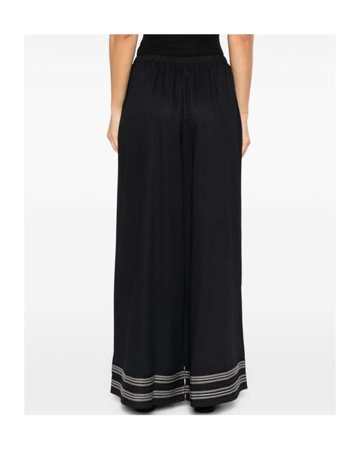 Bode Black Elastic Waist Wide-Leg Casual Pants