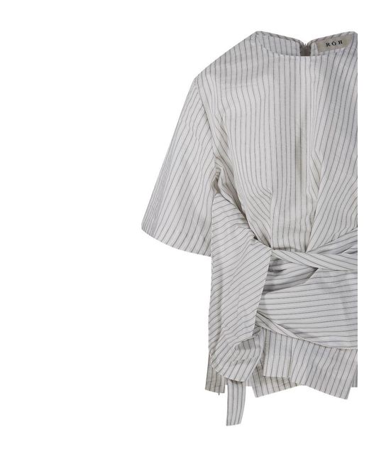 Rohe Gray Wrap Stripe Top