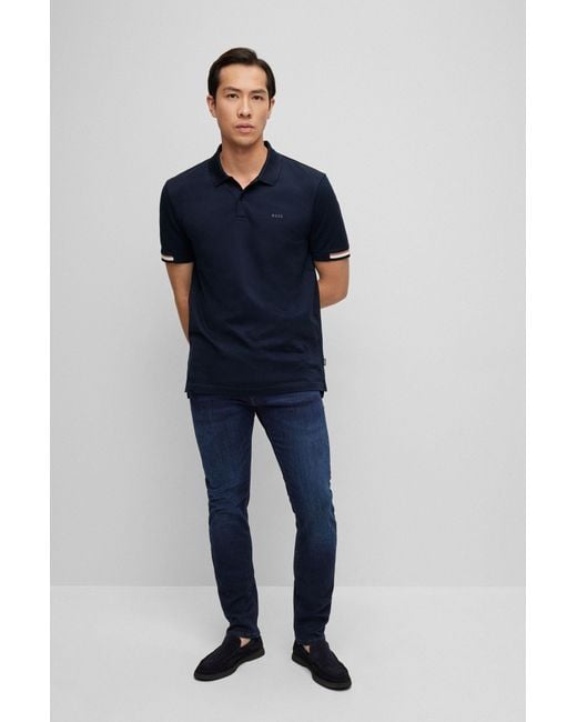 Boss Blue Boss Rubberized Logo Regular-Fit Polo Shirt for men