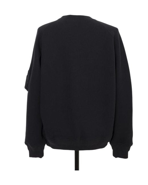 Sacai Black Crewneck Zip-Pocket Sweatshirt for men