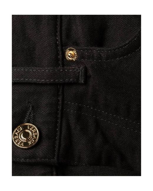 Versace Black Logo Patch Slim-Fit Jeans for men