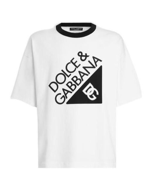 Dolce & Gabbana White Logo Printed Crewneck T-Shirt for men
