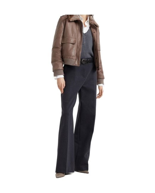 Brunello Cucinelli Blue Stretch Flared Trousers