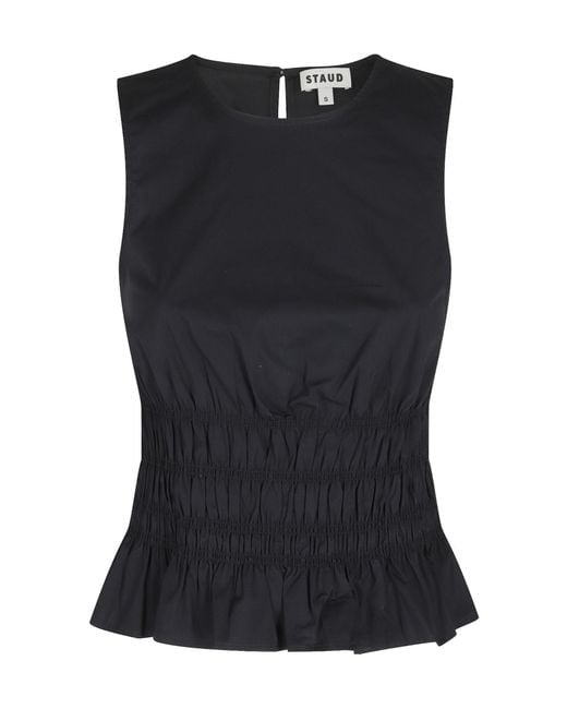 Staud Black Culver Round-Neck Top