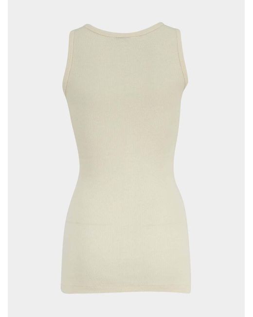 Auralee Natural Ribbed-Knit Tank Top